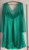 Zadig & Voltaire green silk dress, long sleeves, transparent veil, small buttons on neckline