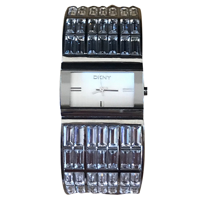 DKNY Montre bracelet solide en acier inoxydable avec cristaux Swarovski