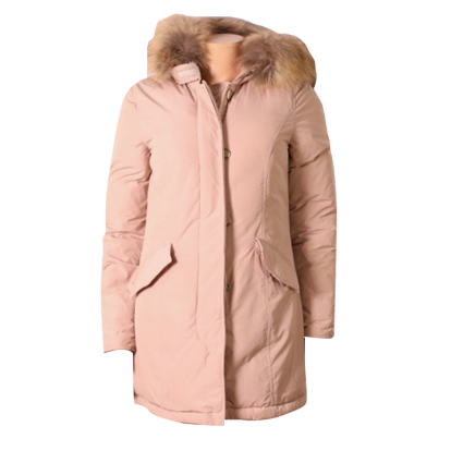 Woolrich Doudoune rose col fourrure amovible