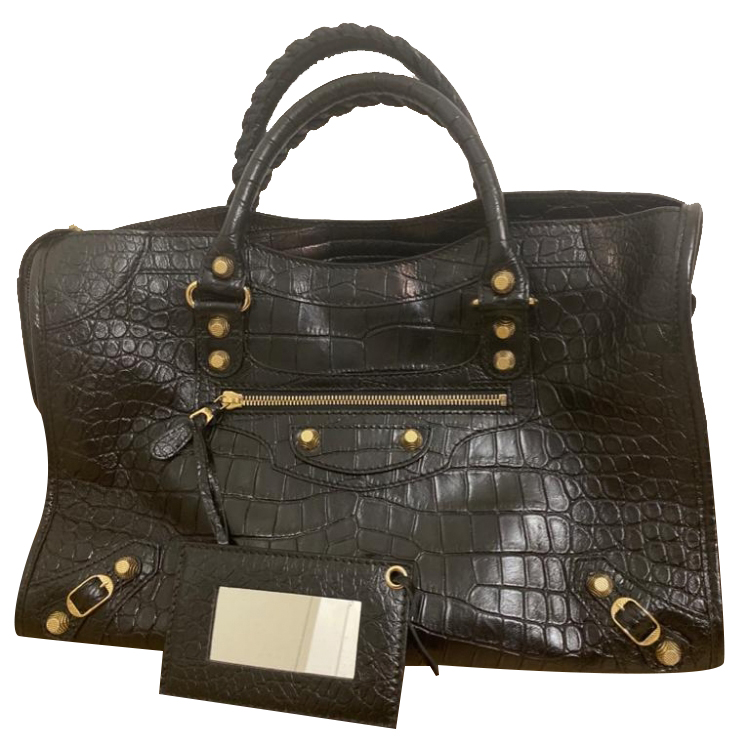 Balenciaga Classic city Gold Crocodile