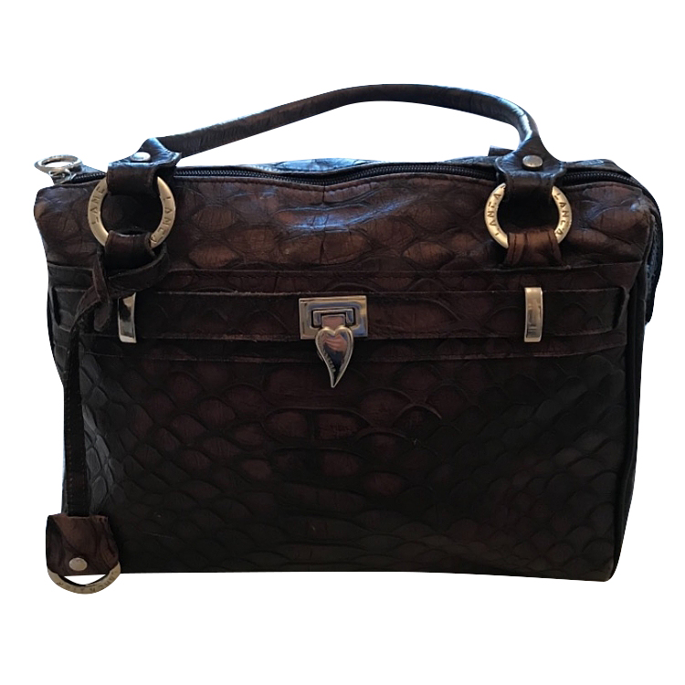 Lancaster Paris Croc brown leather handbag