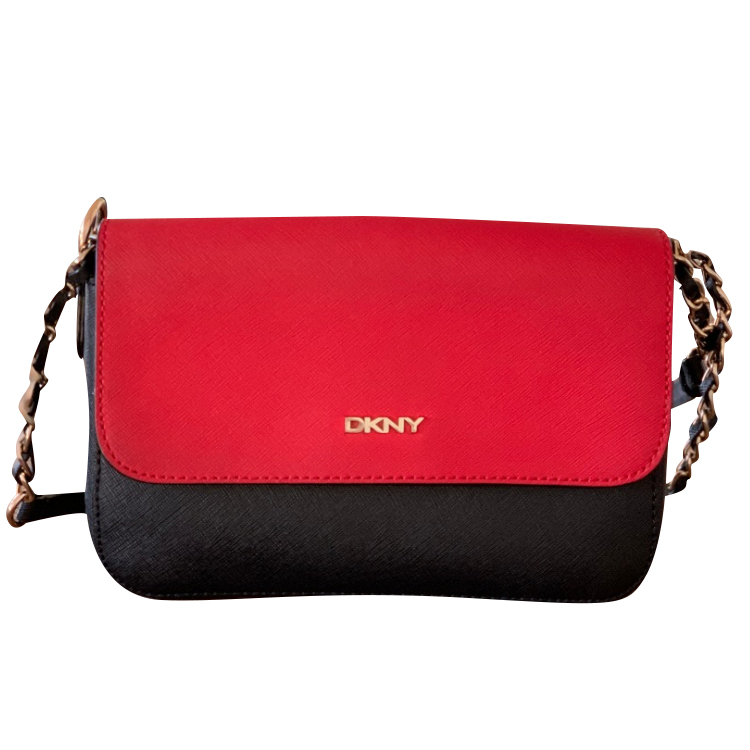 DKNY Black Leather Flap Crossbody Bag