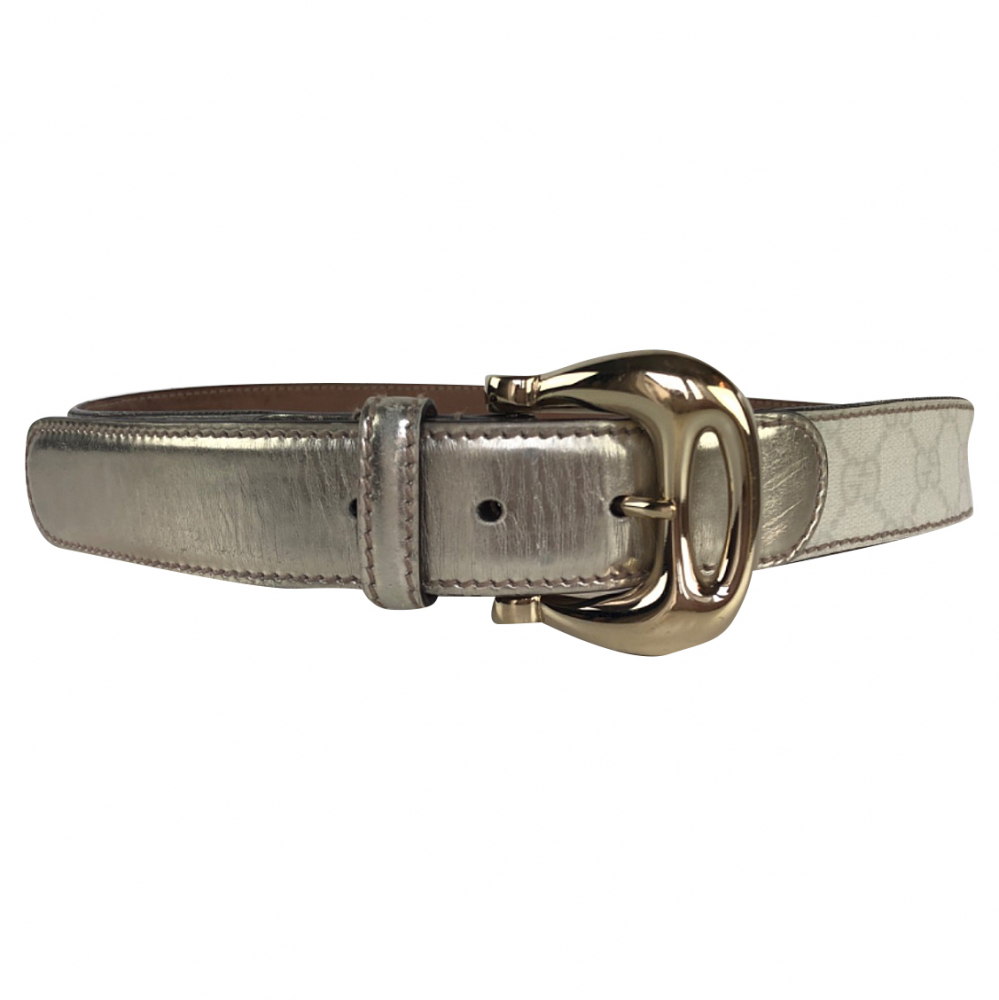 Gucci Monogram Belt and Silver Buckle