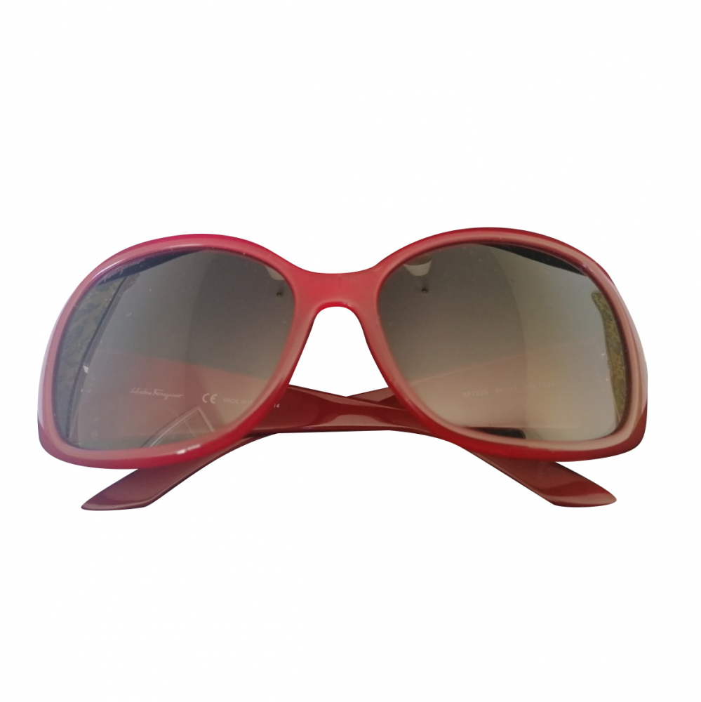 Salvatore Ferragamo Große rote Sonnenbrille