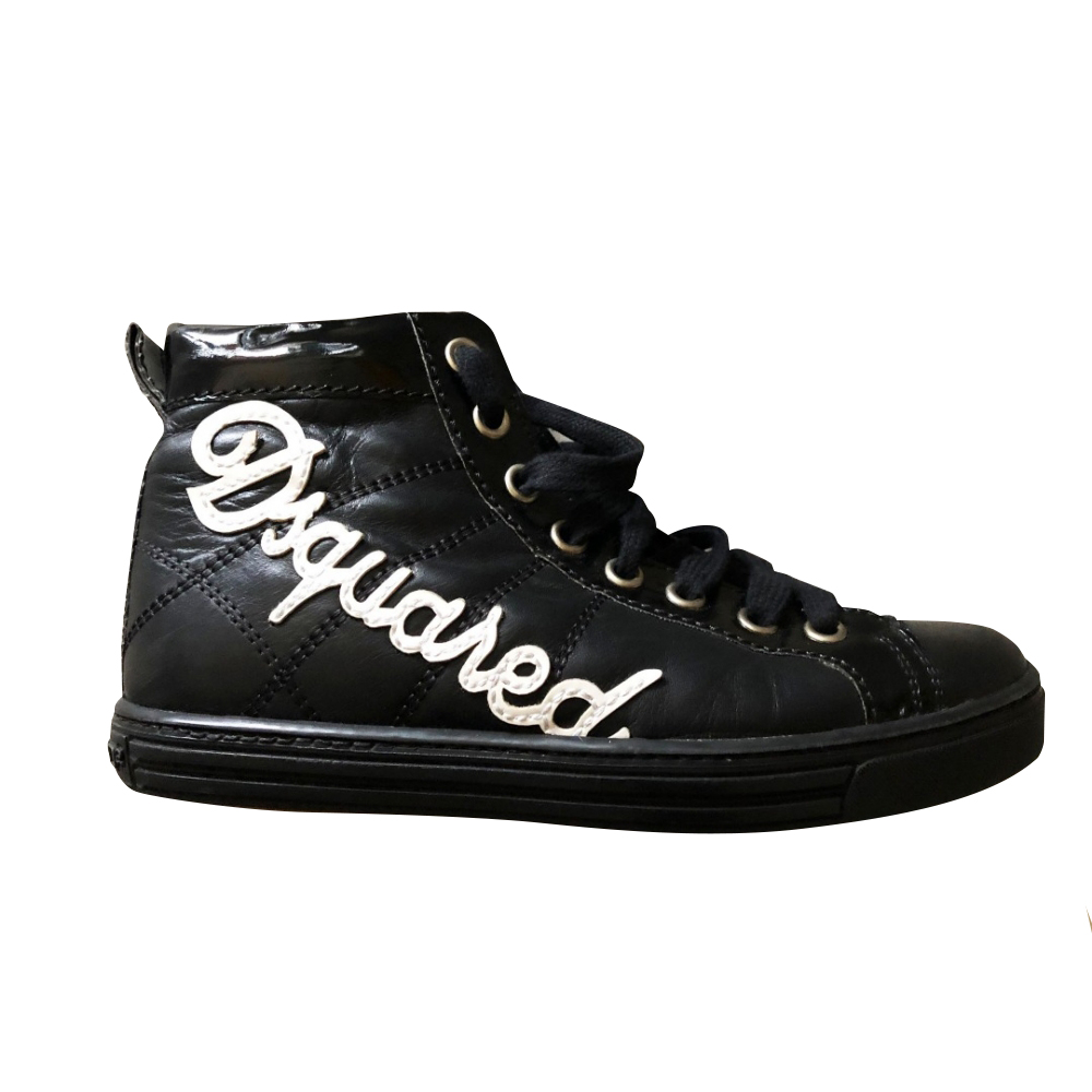 dsquared black leather sneakers