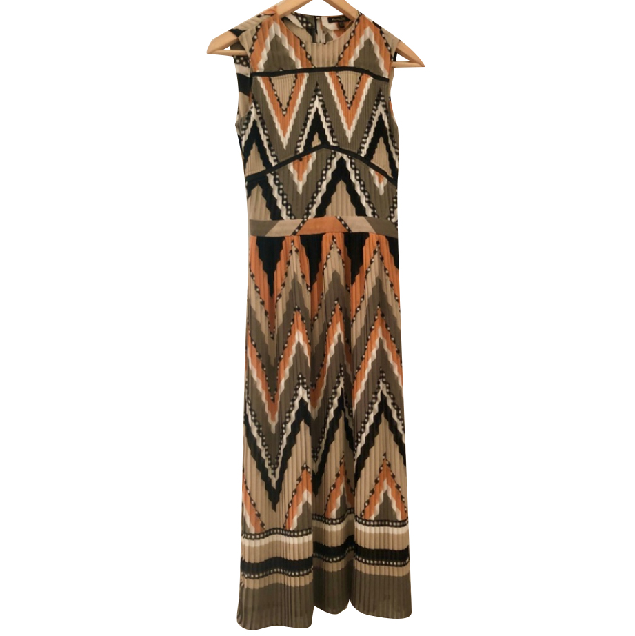 Massimo Dutti Geometric Print Pleated Midi Dress