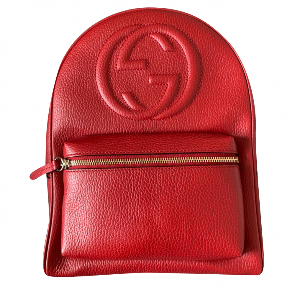 Gucci Red Soho Disco Leather Chain Backpack