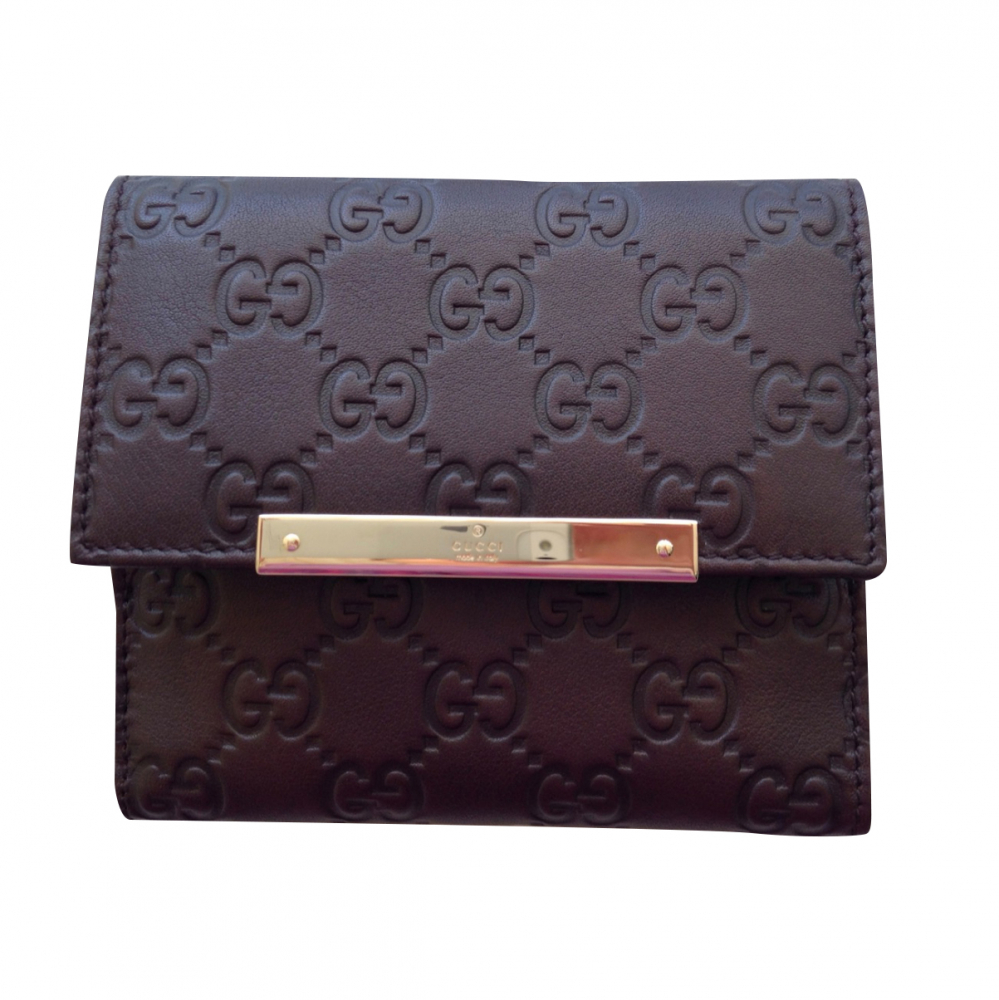 Gucci Neue kompakte Brieftasche GUCCI Guccissima Guccissima aus schokoladenbraunem Leder