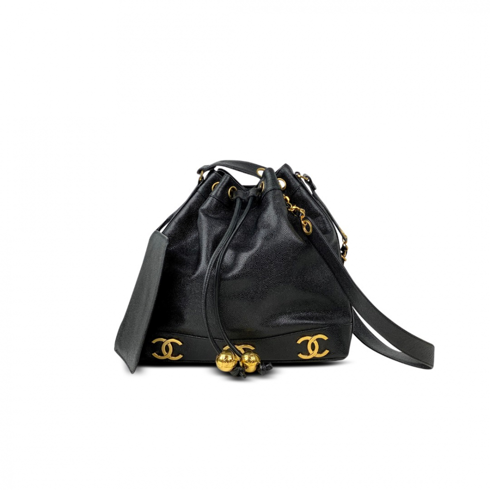 Chanel Caviar Bucket Bag With Coin Purse Black Vintage Good Condition  Authentic  eBay