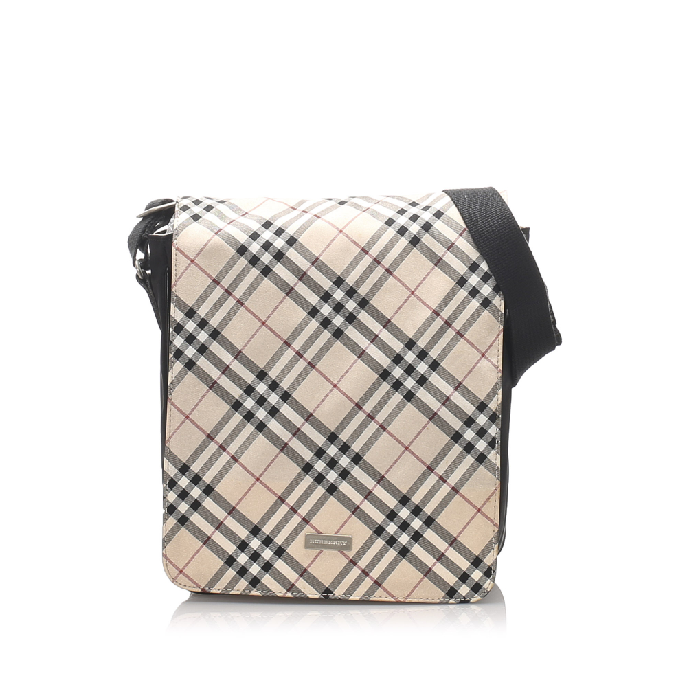 Burberry B Burberry Brown Beige with Multi Canvas Fabric Nova Check Crossbody Bag United Kingdom