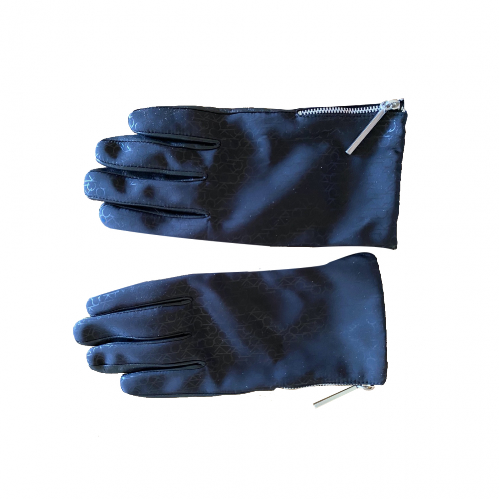 Black leather and fabric gloves CK logo - Calvin Klein | MyPrivateDressing