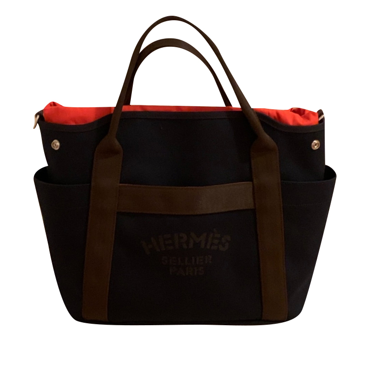 Hermès Sac voyage toile  bleu orange palladium 38