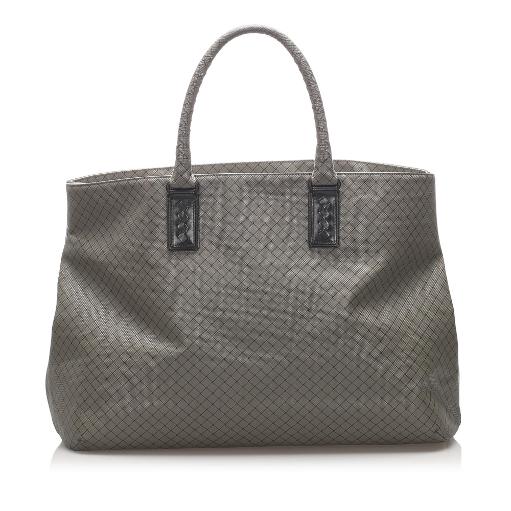 Bottega Veneta B Bottega Veneta Gray Coated Canvas Fabric Marco Polo Tote Bag Italy