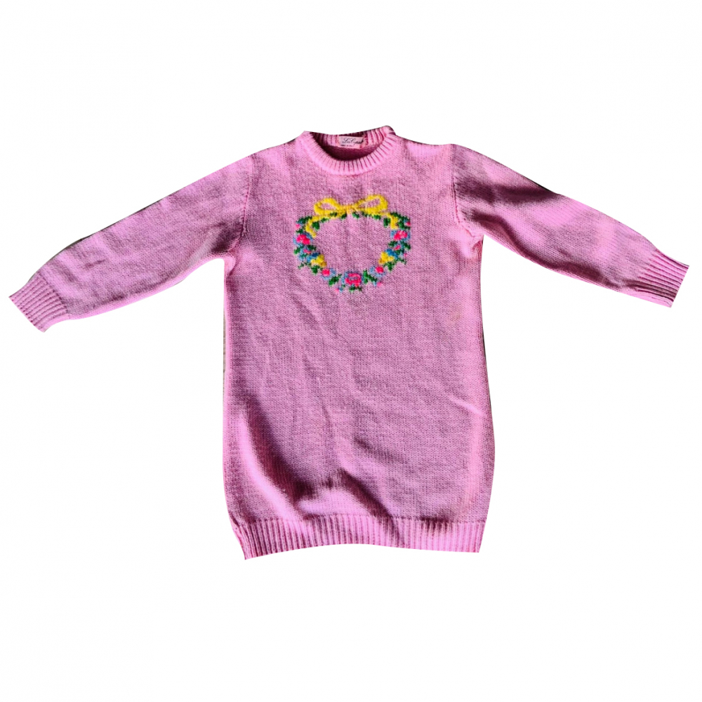 Les Copains Handgestricktes und besticktes Pullover-Kleid