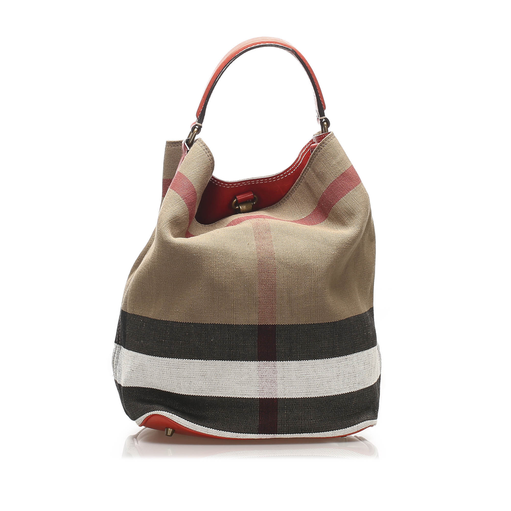 B Burberry Brown with Multi Canvas Fabric Big Check Bucket Bag United  Kingdom Burberry MyPrivateDressing