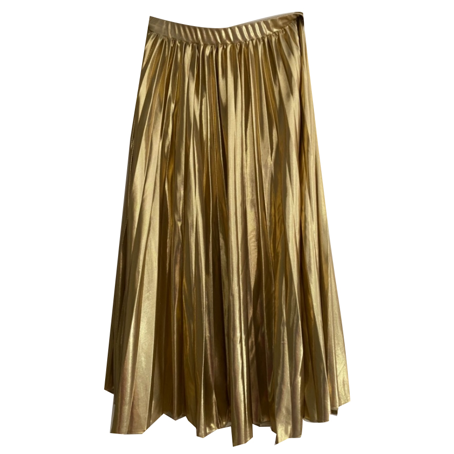 Max&Co. Golden lamé plissé midi skirt
