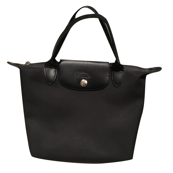 Longchamp Sac à main noir Mini Le Pliage Neo/ Finition cuir