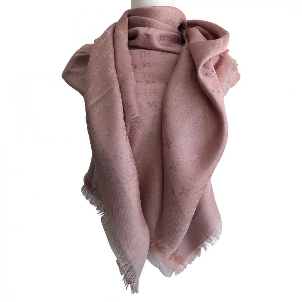 Louis Vuitton Foulard à monogramme en soie cachemire Mélange de poussière de rose