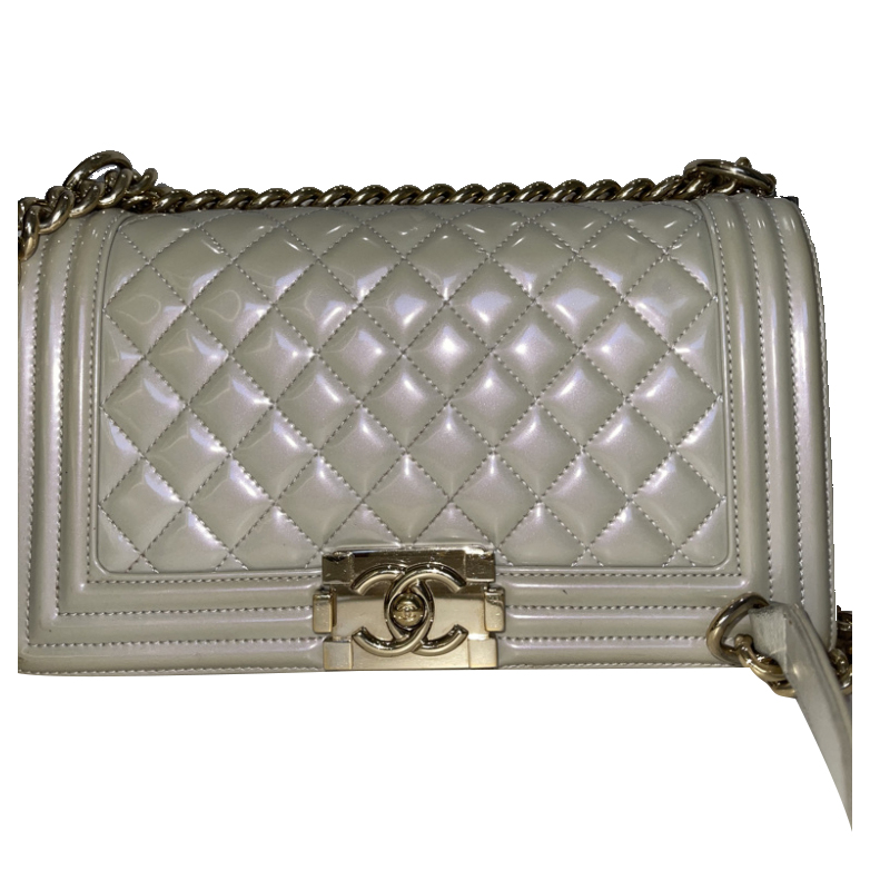 Chanel Sac Boy en cuir verni métallisé Edition limitée (cuir de veau)