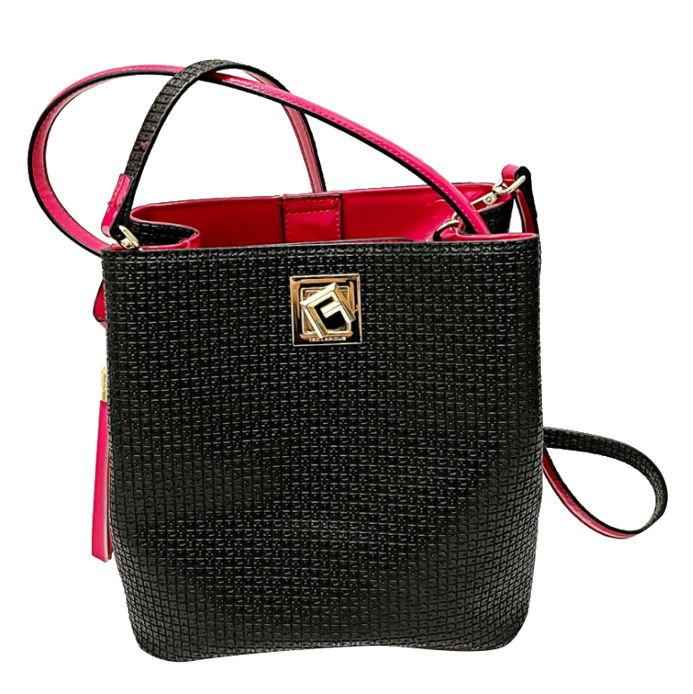 Ted Lapidus Schwarz und rosa Vinyl Tasche