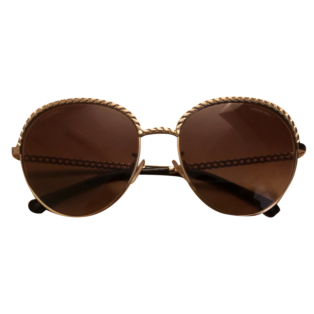 Chanel Gold/Black 4242 Oval Sunglasses