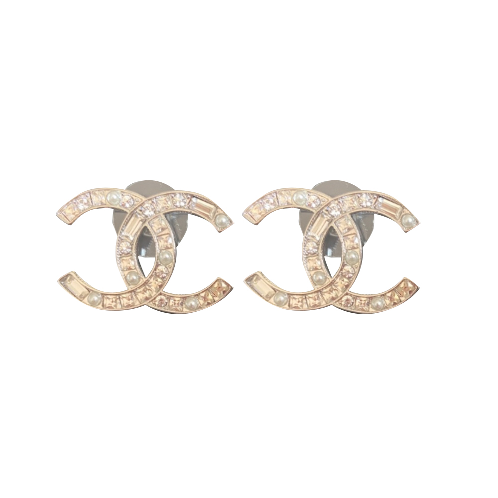 Chanel CC Silver Earrings
