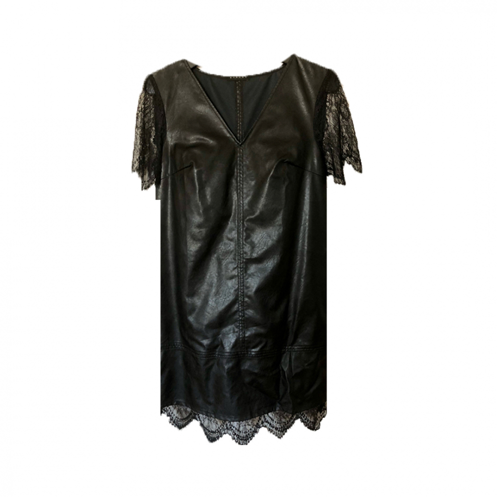 Sisley Kleid aus Kunstleder mit Spitze