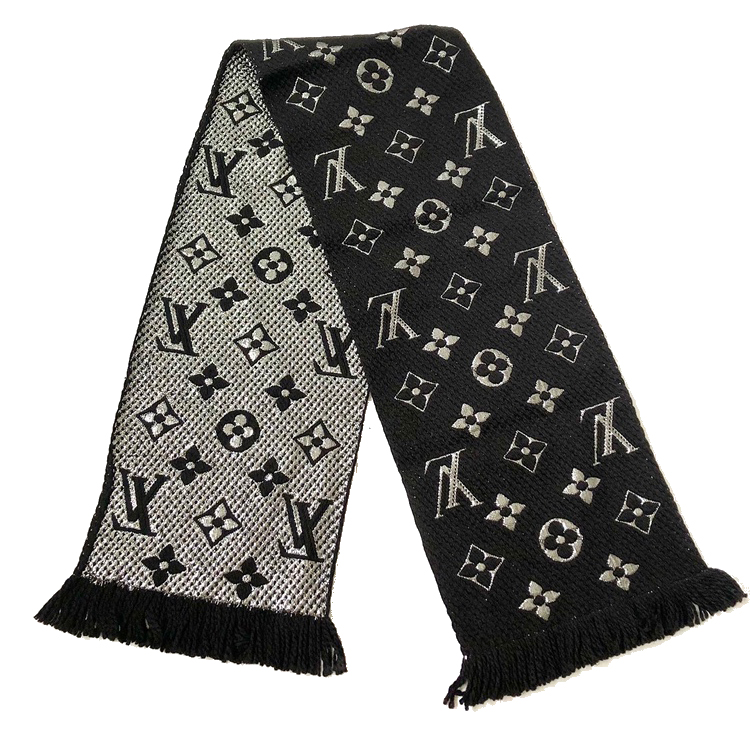 Louis Vuitton Grey Wool & Silk Logomania Scarf Louis Vuitton