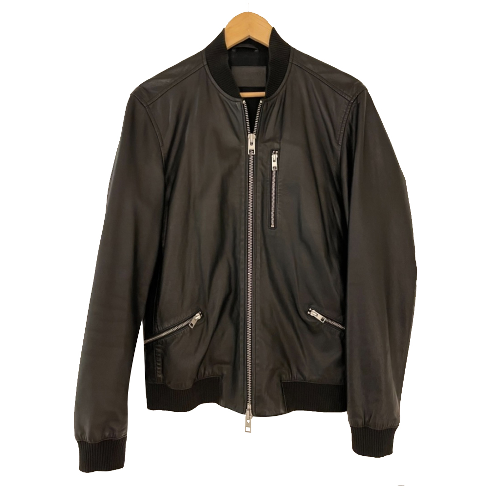 All Saints Leder-Bomberjacke