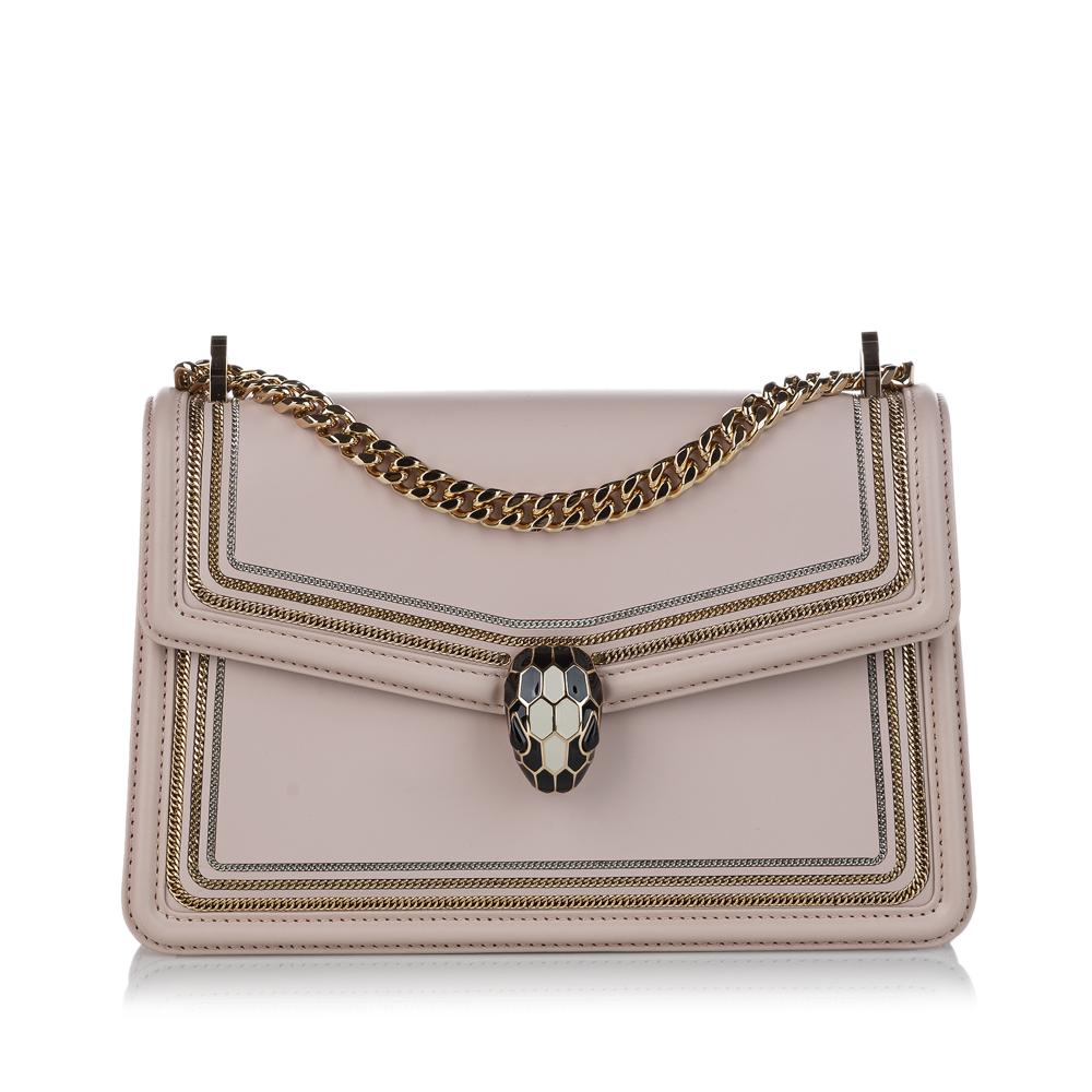 Bvlgari AB Bvlgari Pink Light Pink Calf Leather Serpenti Diamond Blast Crossbody Bag Italy