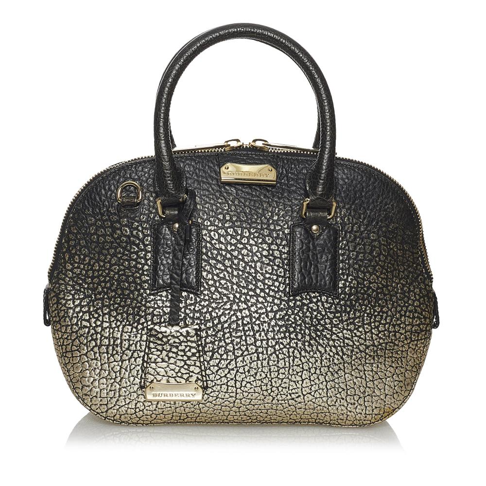 Burberry B Burberry Black with Gold Calf Leather Orchard Ombre Satchel United Kingdom