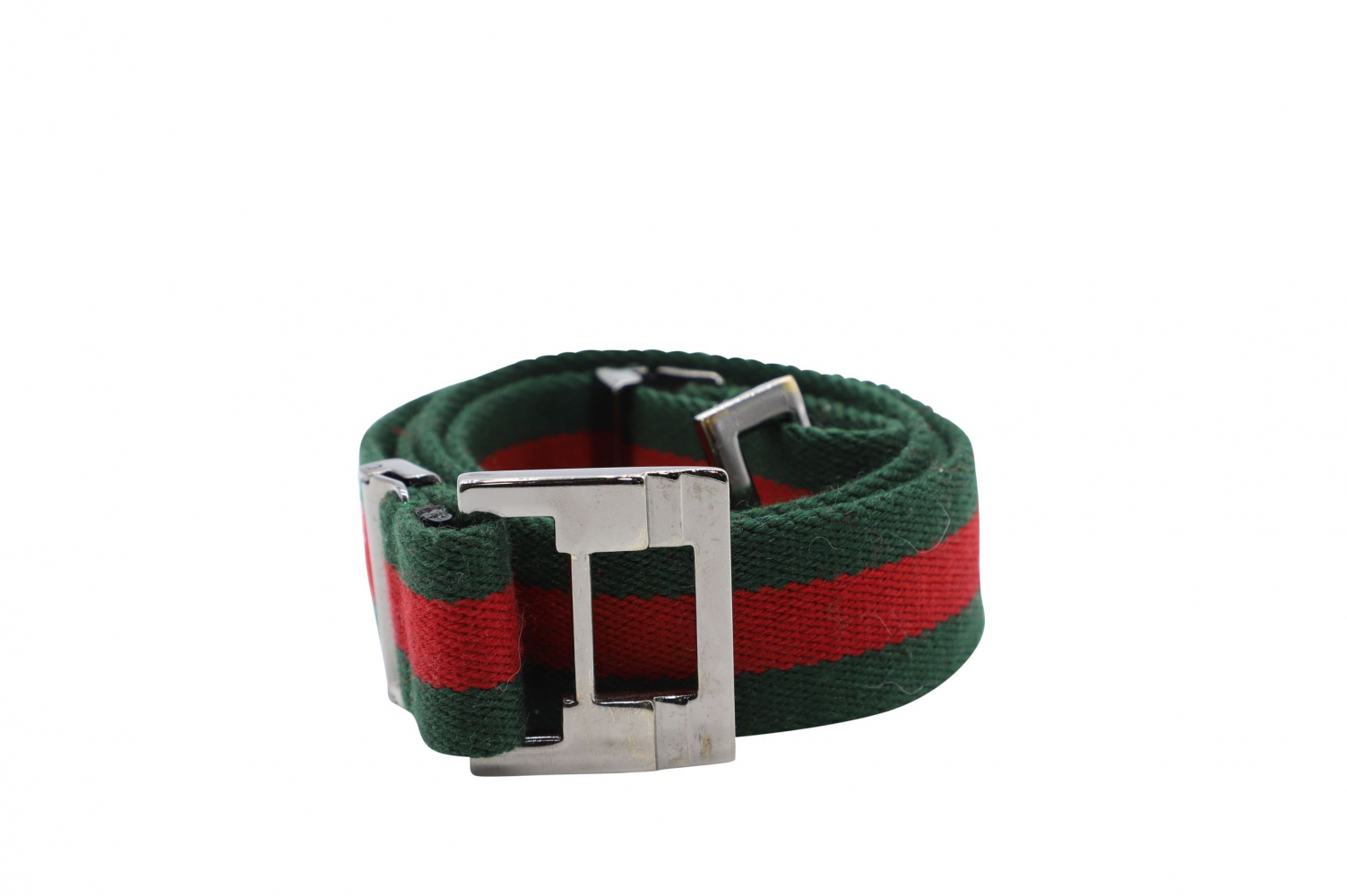 Gucci Web Stripe Belt in Green Cotton