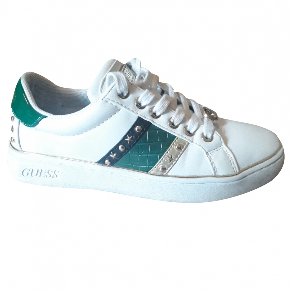 guess snake print trainers