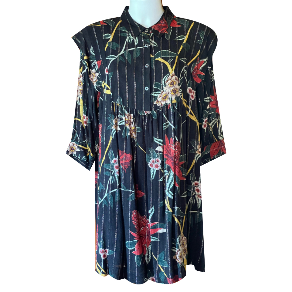 ba&sh Paprika Lurex Metallic Striped Dress