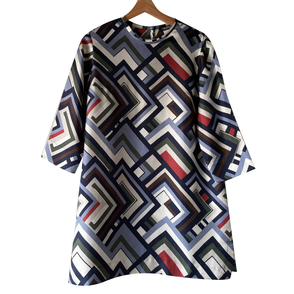 Max Mara Simply adorable!  Flowy silk geometric scarf-print minidress by 'S Max Mara.