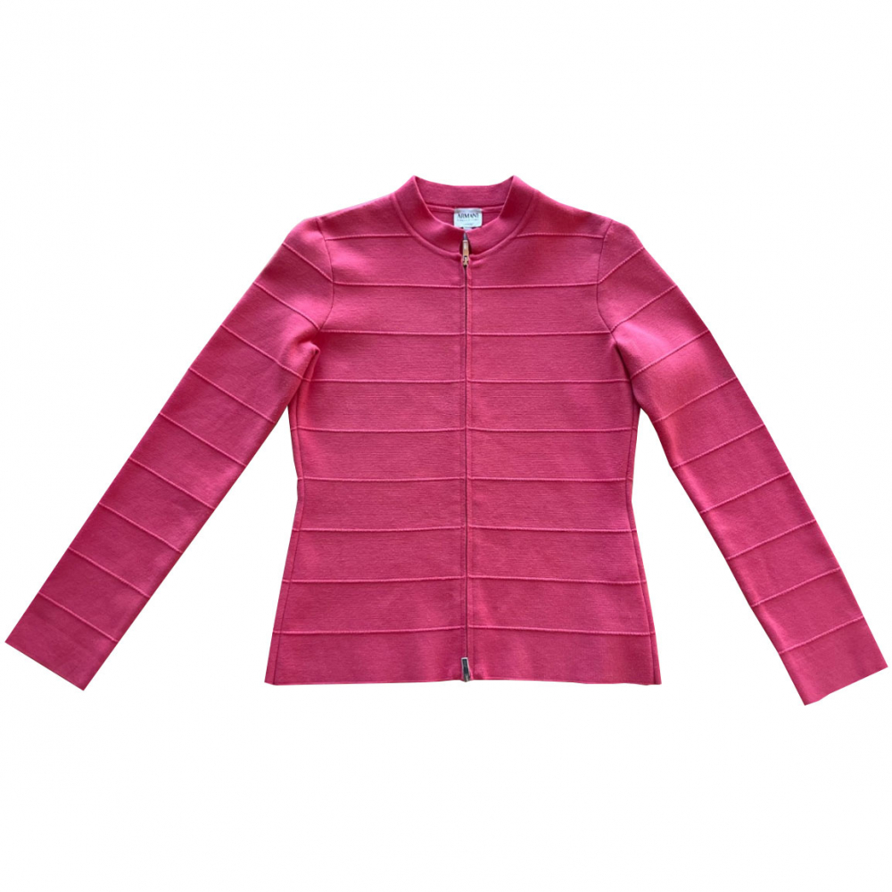 Armani Collezioni Very pretty rose-colored knit zip-up jacket.