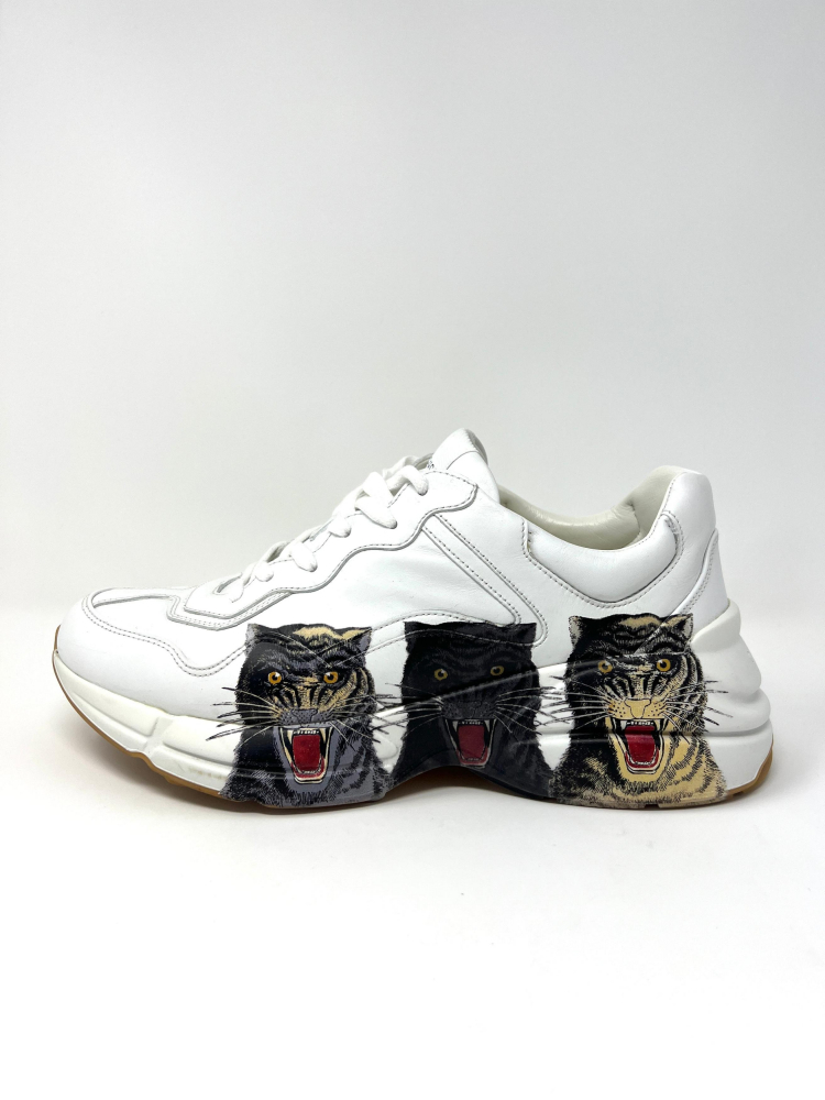 Gucci Men's Apollo Rhyton Triple Tiger Sneakers in Great White