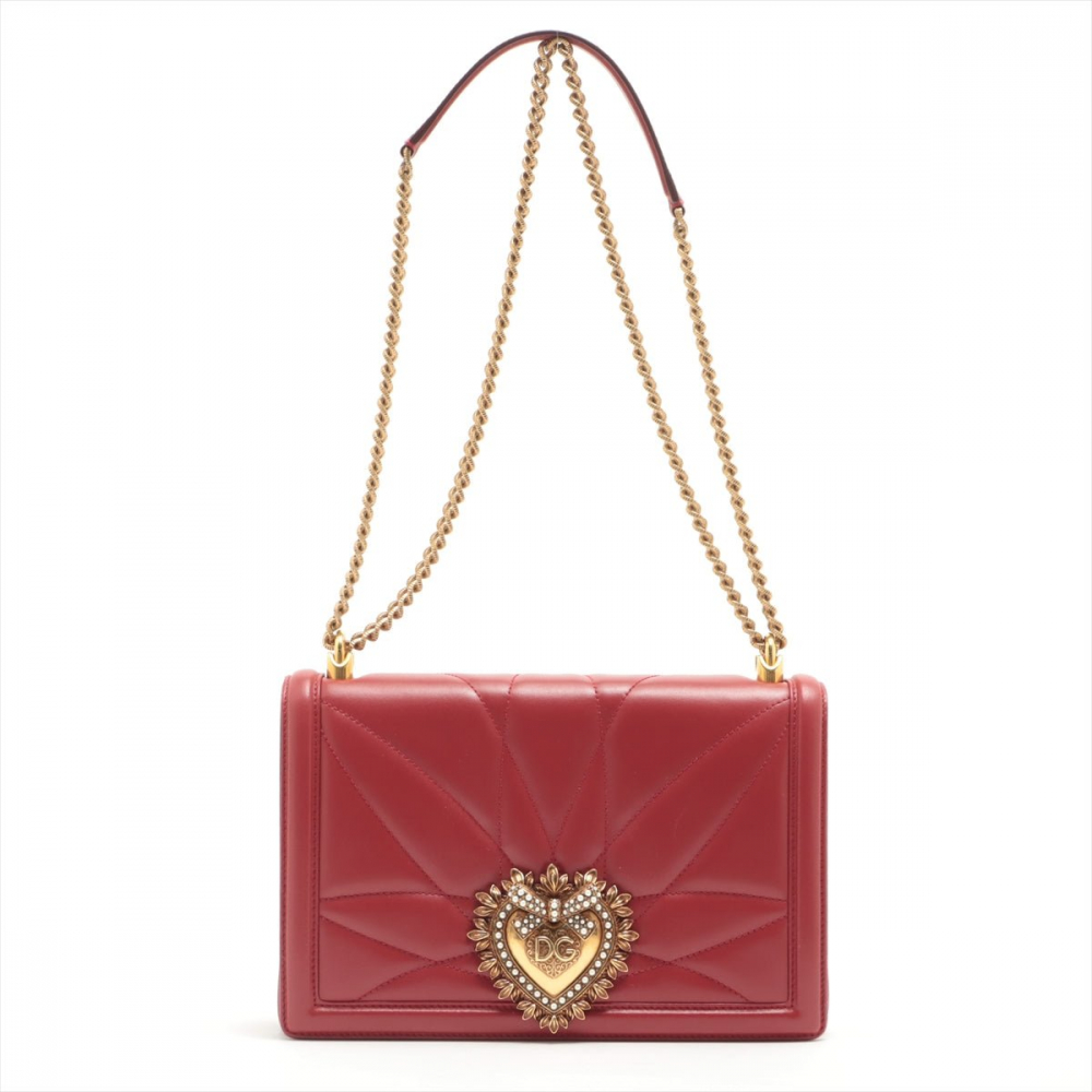 Dolce & Gabbana Devotion Chain Large Quilted Nappa Poppy Red Bag