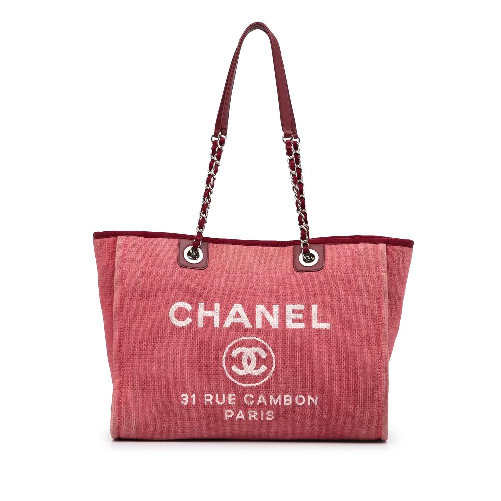 AB Chanel Pink Raffia Natural Material Deauville Tote Italy - Chanel