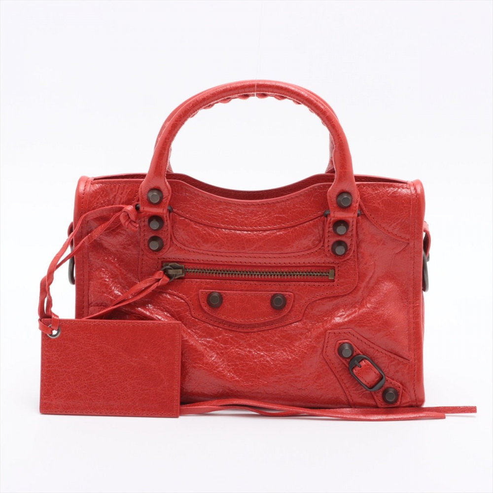 Balenciaga Classic Mini City 2way Red Leather