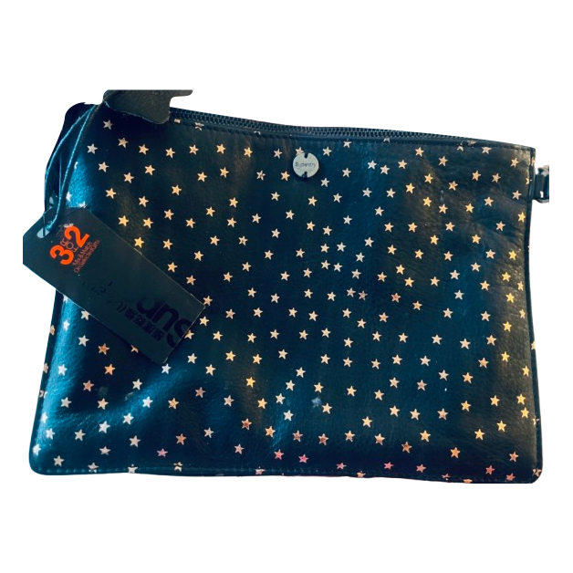 Superdry Schwarzes Leder Gold Star Bag mit Armband Armband, ganz neu mit Tags