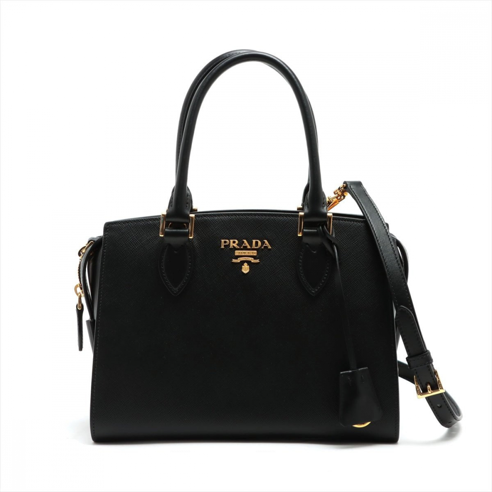 Prada Top Handle Small 2-Way Saffiano Leather Black Bag