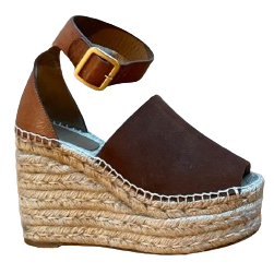 Chloé Les parfaites petites espadrilles en daim/cuir marron