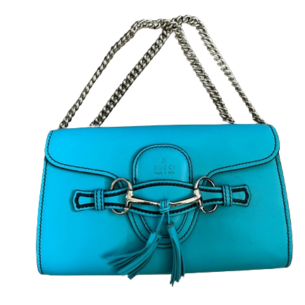 Gucci Turquoise blue leather shoulder bag Emily Light Blue
