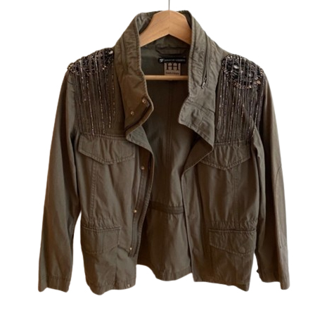 Haute Hippie Military Jacket with Sequin Embellished Shoulders