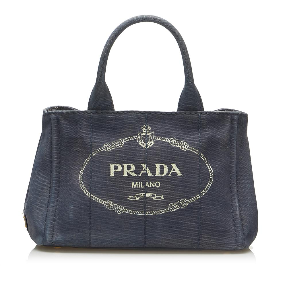 Prada B Prada Black Canvas Fabric Canapa Logo Satchel India