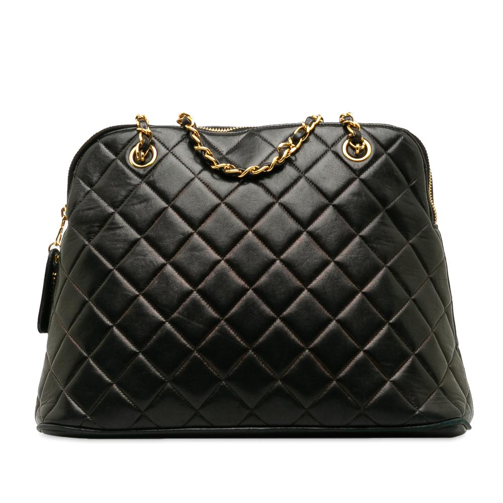 Chanel B Chanel Black Lambskin Leather Leather Quilted Lambskin Dome Shoulder Bag France