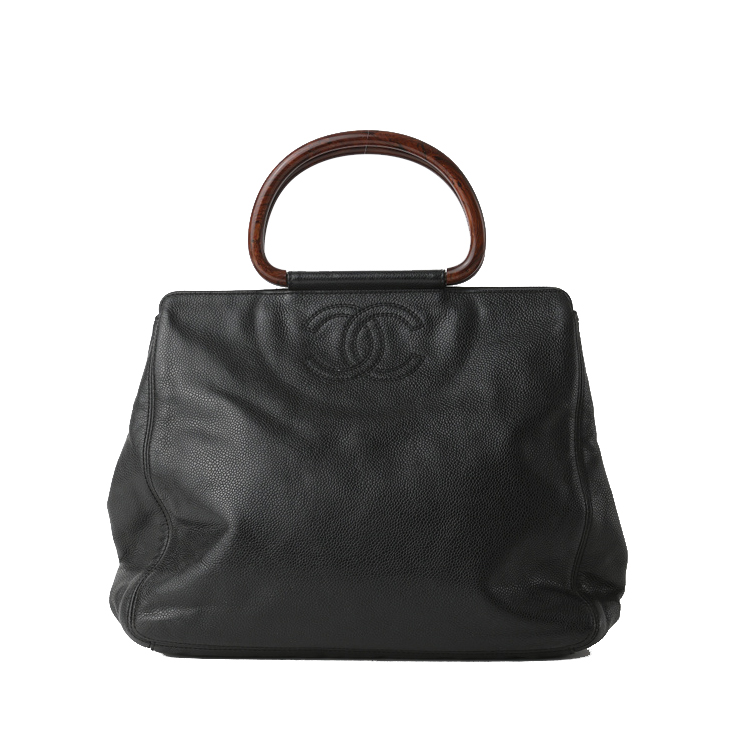 Chanel Caviar Wooden Handles Handbag