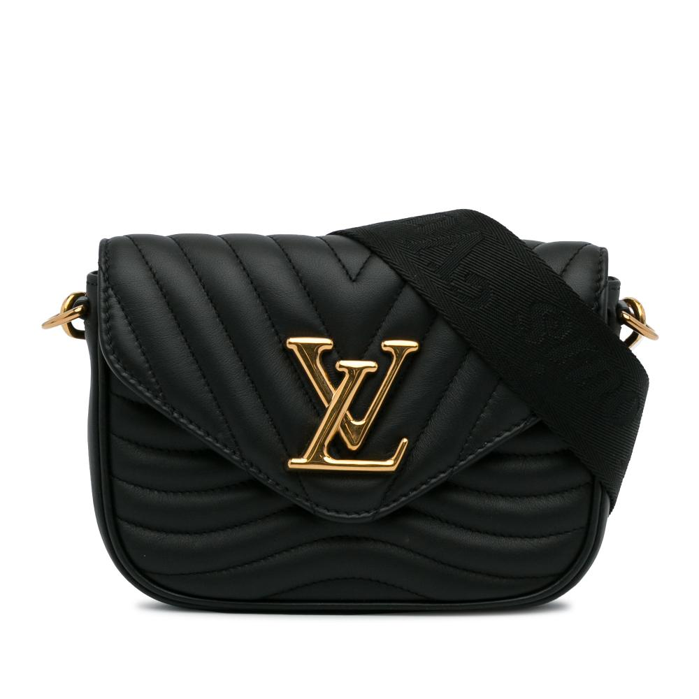 Louis Vuitton AB Louis Vuitton Black Calf Leather New Wave Multi Pochette France