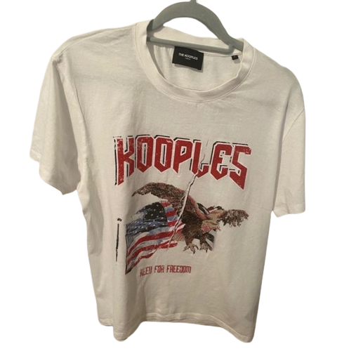 The Kooples T-SHIRT AUS ROCKIGER BAUMWOLLE WEISS MIT ADLER-PRINT